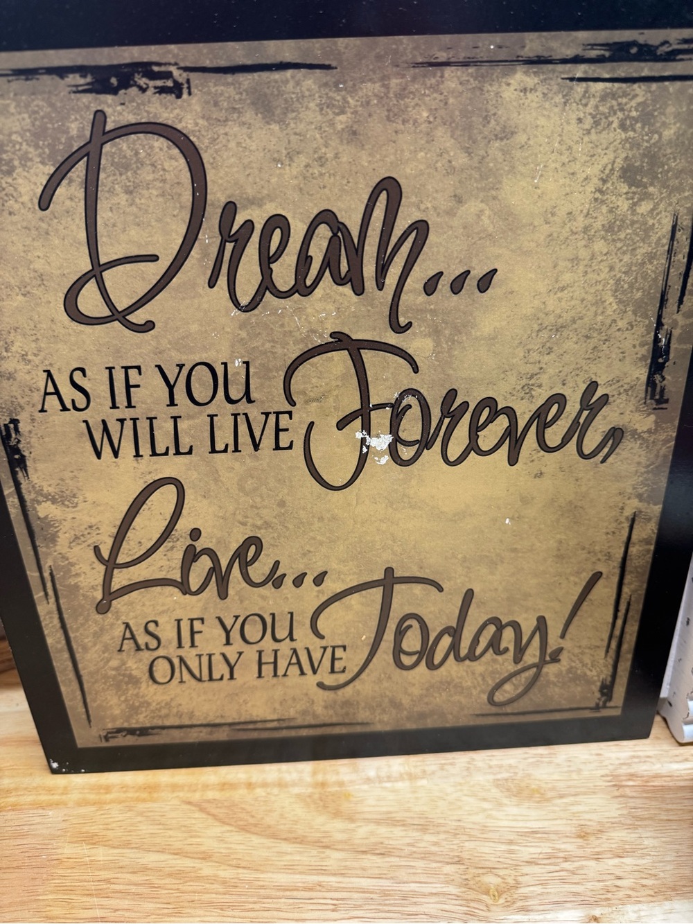 Inspirational 'Dream Forever, Live Today' Wall Plaque - Brown
